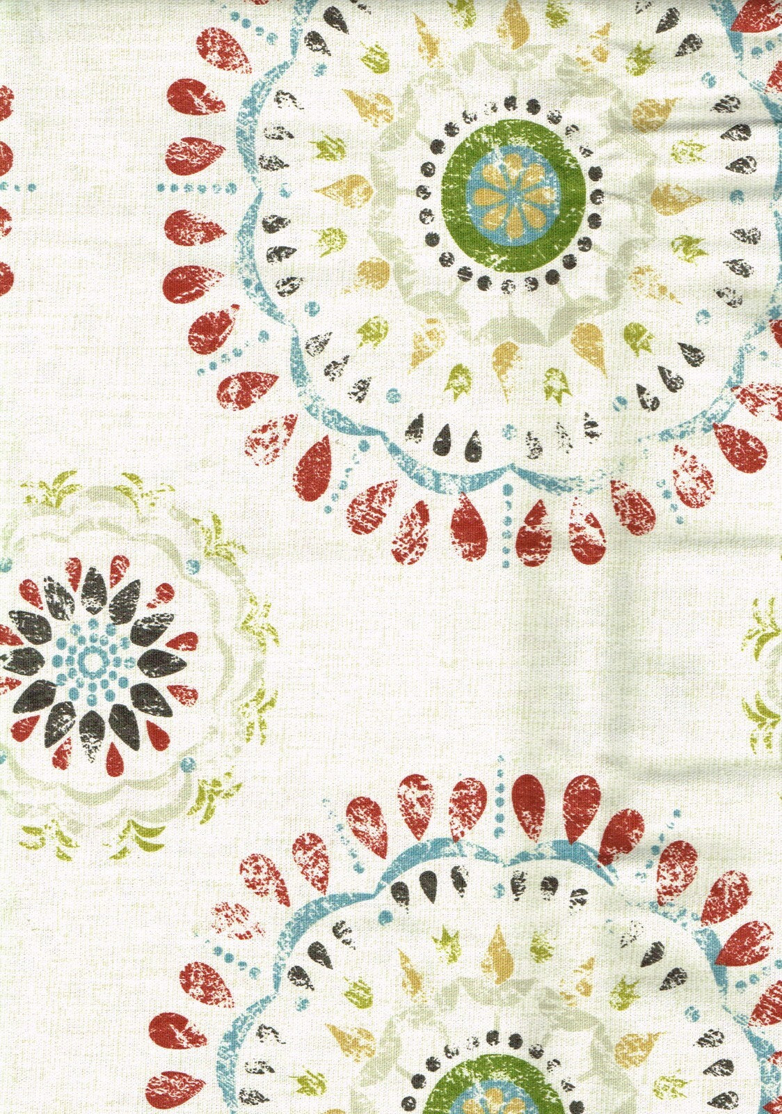 5 Yds Robert Allen Fabric Whimsy Wheel Coral Cotton Drapery Upholstery