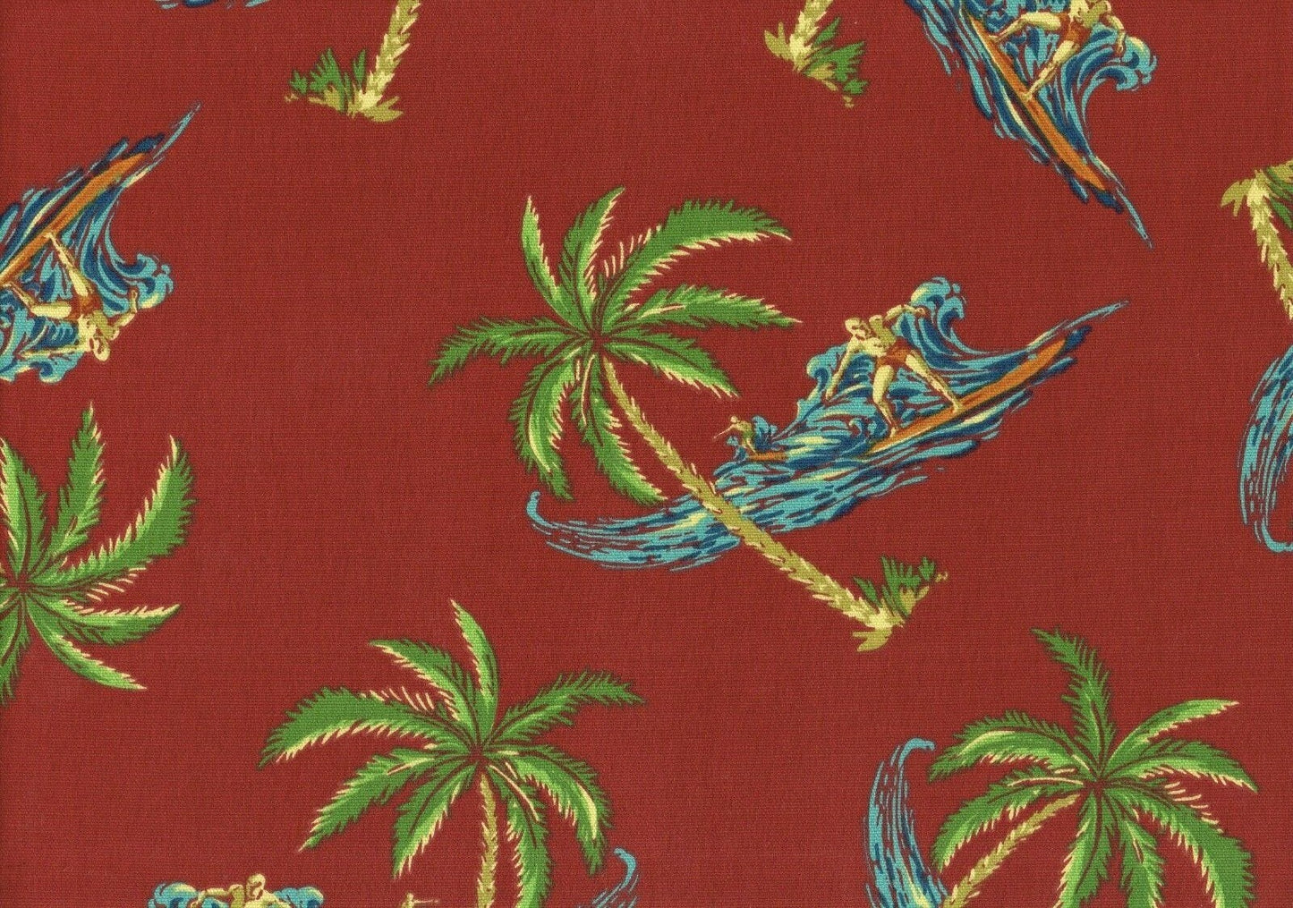 Waverly Fabric Hang Ten Burgundy Green Blue Cotton Drapery Upholstery