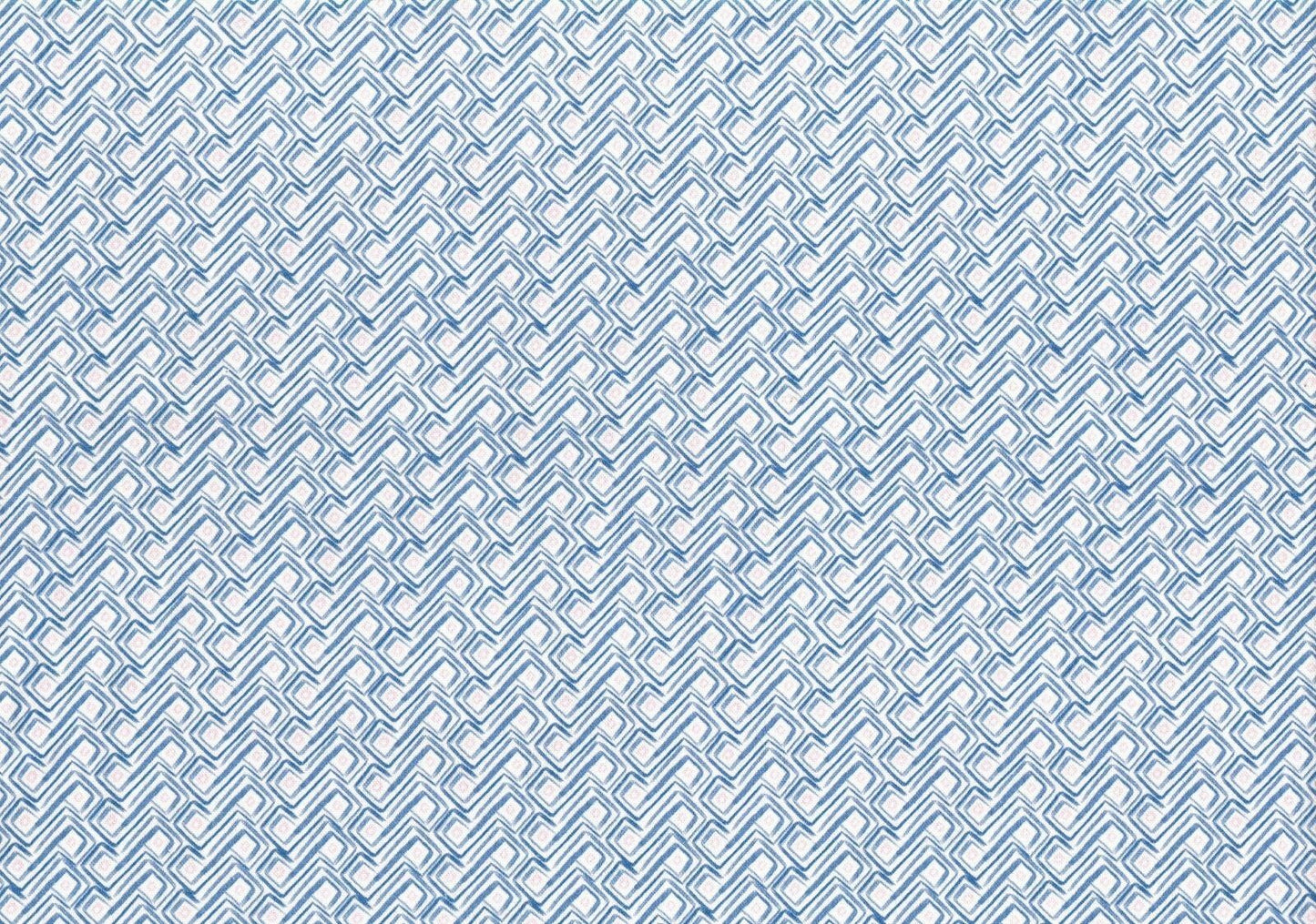 4 Yds Designer Fabric Blue White Blush Cotton Print Drapery Upholstery
