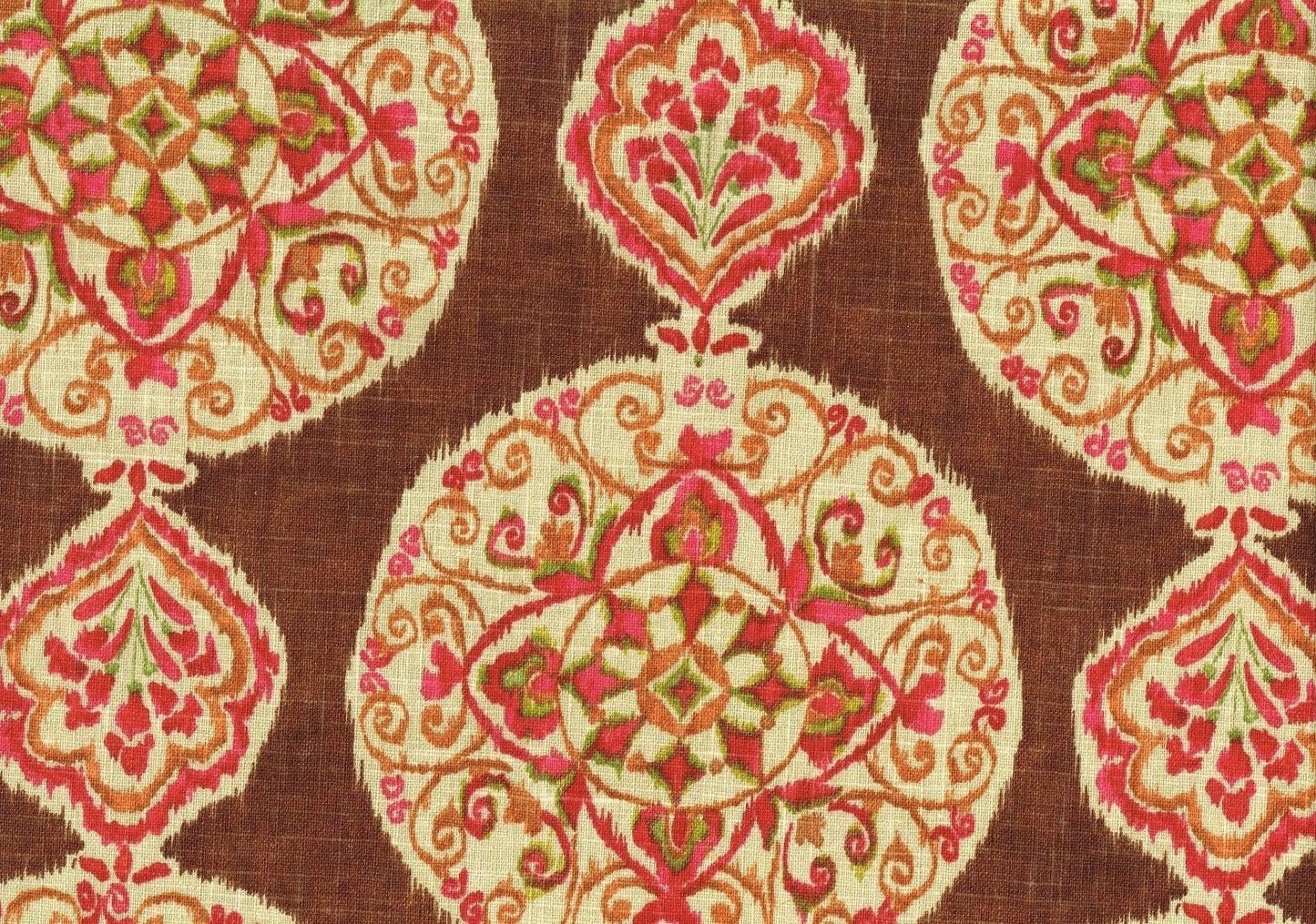Waverly Fabric Mirage Medallion Brown Red Green Cinnamon Drapery Upholstery