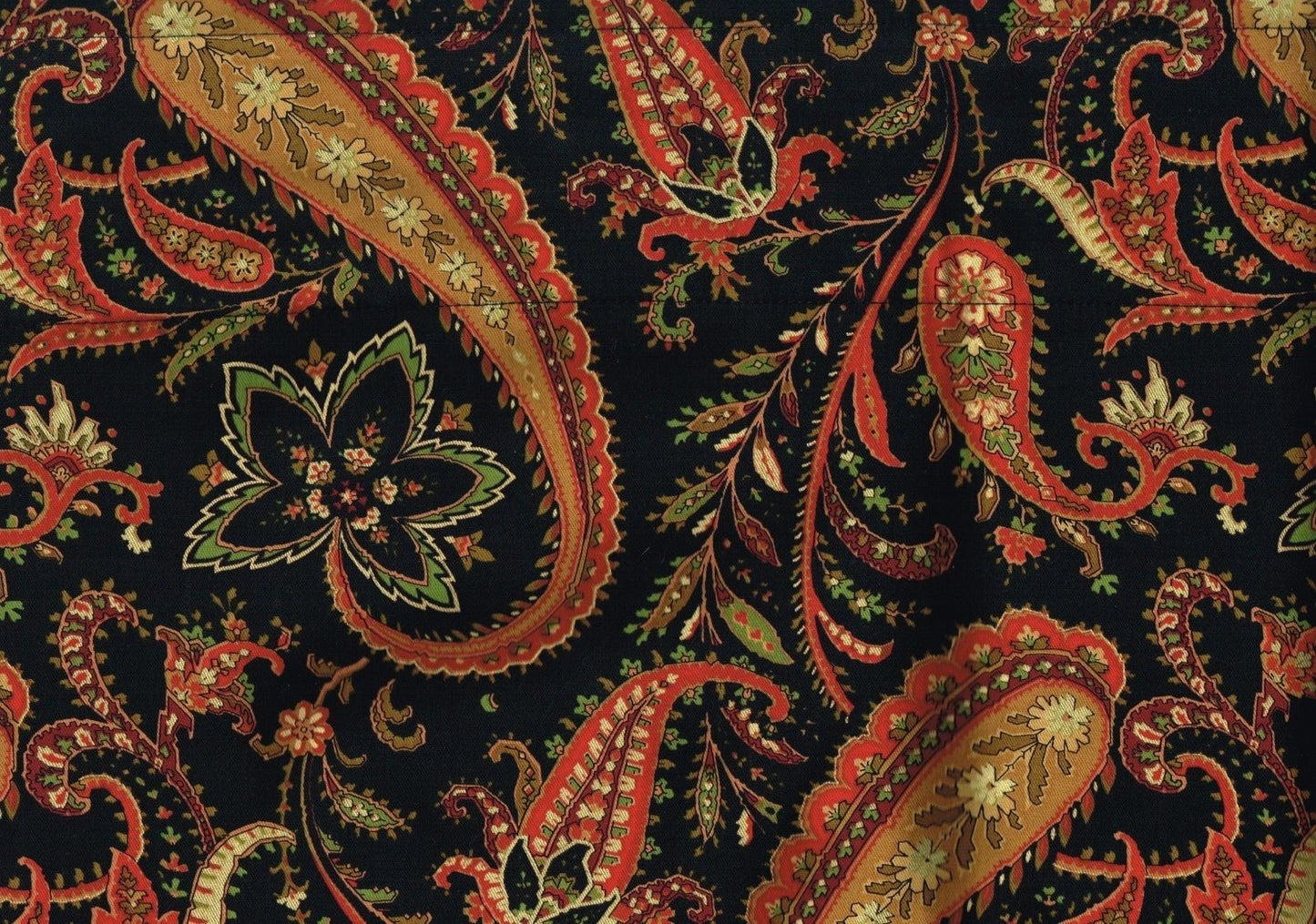 Custom Made Window Topper Black Red Gold Paisley Scalloped Corded Lined