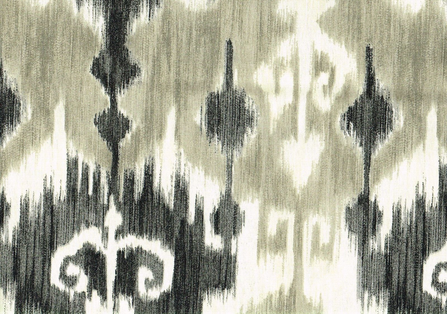 5 Yds Richloom Fabric Gray Beige Ikat Cotton Drapery Upholstery