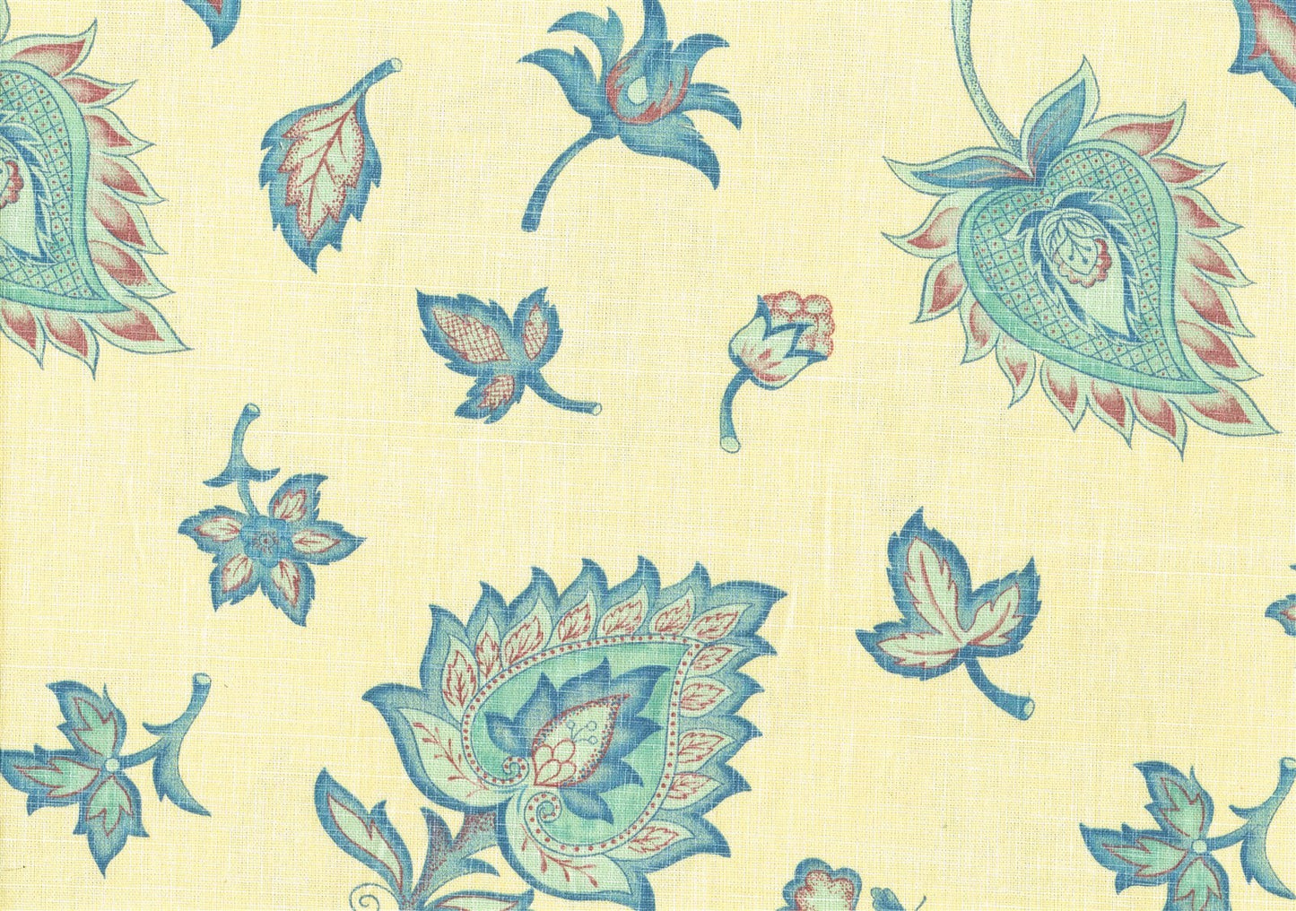 Dan River Fabrics Yellow Blue Cinnamon Green Cotton Drapery Upholstery