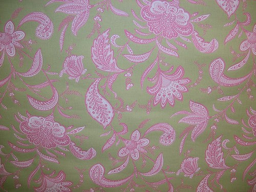 Waverly Fabric L H Suva Green Pink Drapery Upholstery