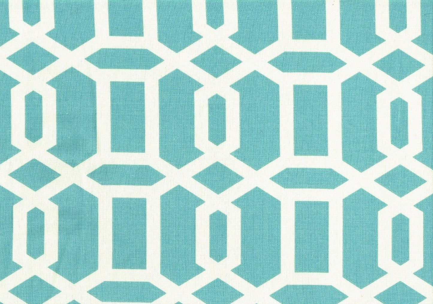 6 Yds Mill Creek Fabric Aqua White Geometric Cotton Drapery Upholstery