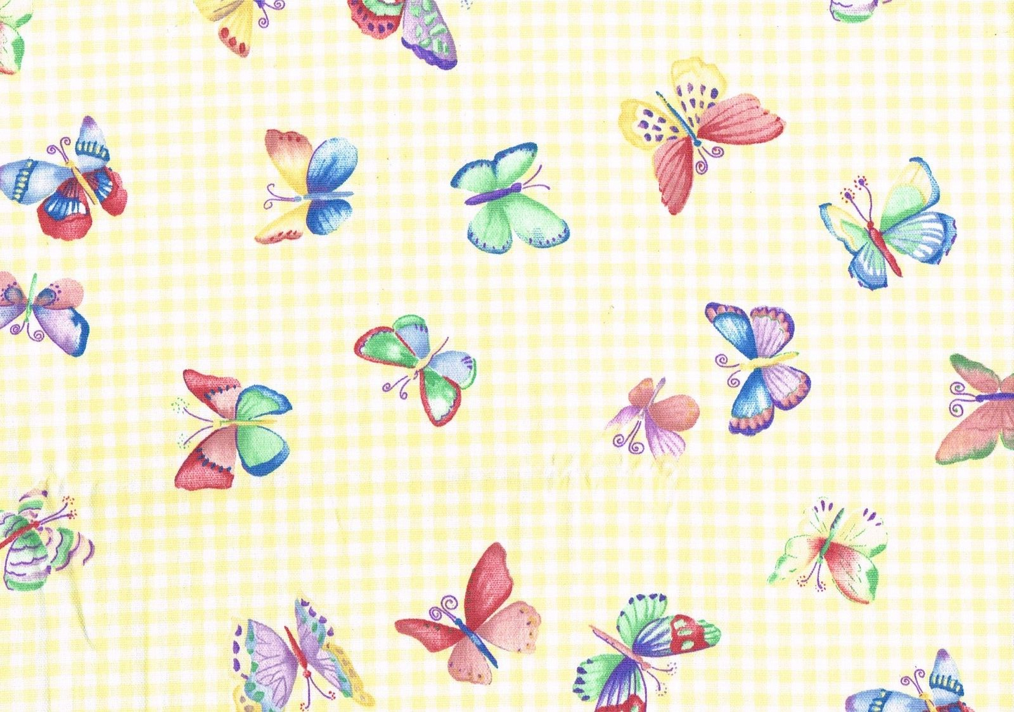 5 Yds Waverly Fabric Flutter Yellow Check Cotton Drapery Upholstery
