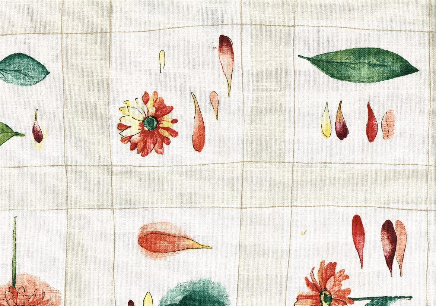 Covington Fabric Beige White Red Green Yellow Cotton Drapery Upholstery