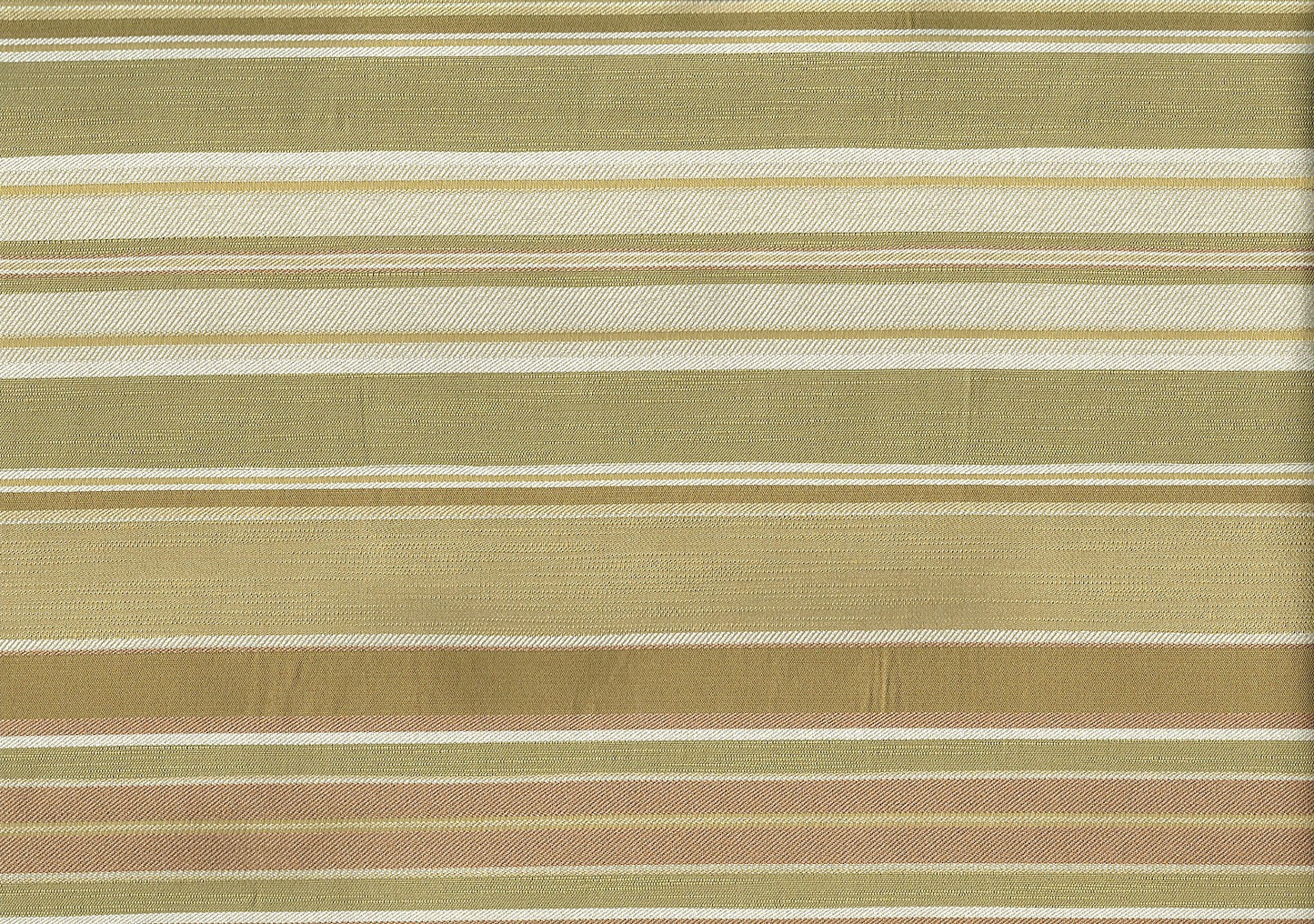 Designer Fabric Camel Brown Off White Rose Green Stripe Drapery Upholstery