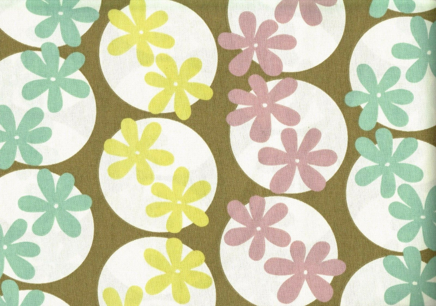 6 Yds PKaufmann Fabric Lavender Aqua Gold Brown Cotton Print Drapery Upholstery