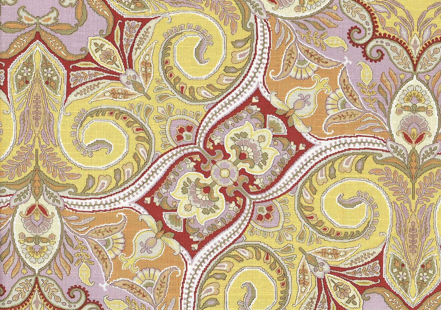 Jay Yang Fabric Kashmir Yellow Yellow Lavender Burgundy Tan Drapery Upholstery