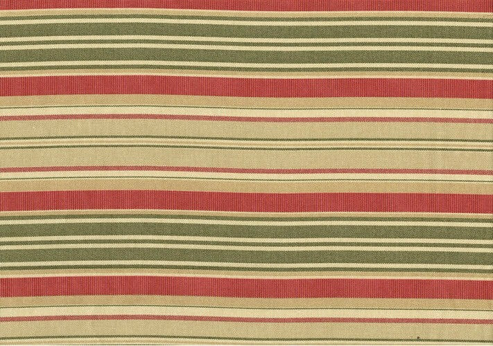 6 Yards Designer Fabric Red Green Khaki Stripe Cotton Drapery Upholstery