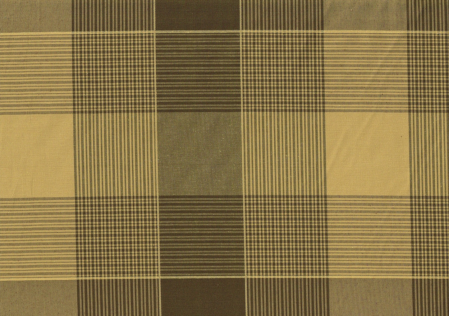 Designer Fabric Brown Gold Plaid Drapery Upholstery