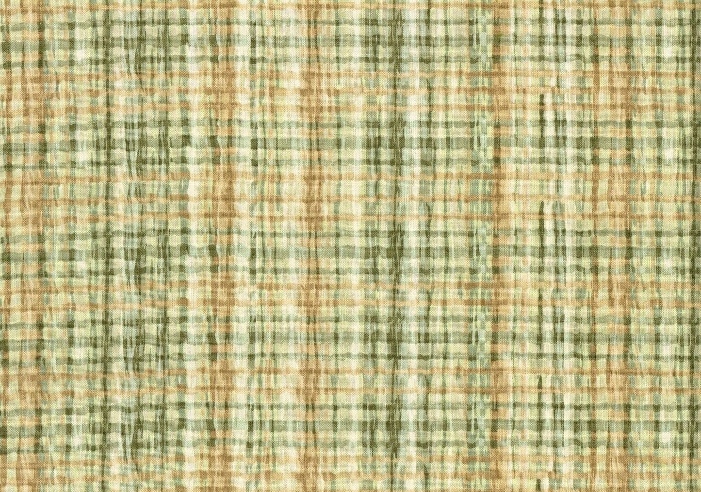 2.75 Yards Interior Fabric Green Gold Cotton Print Drapery Upholstery