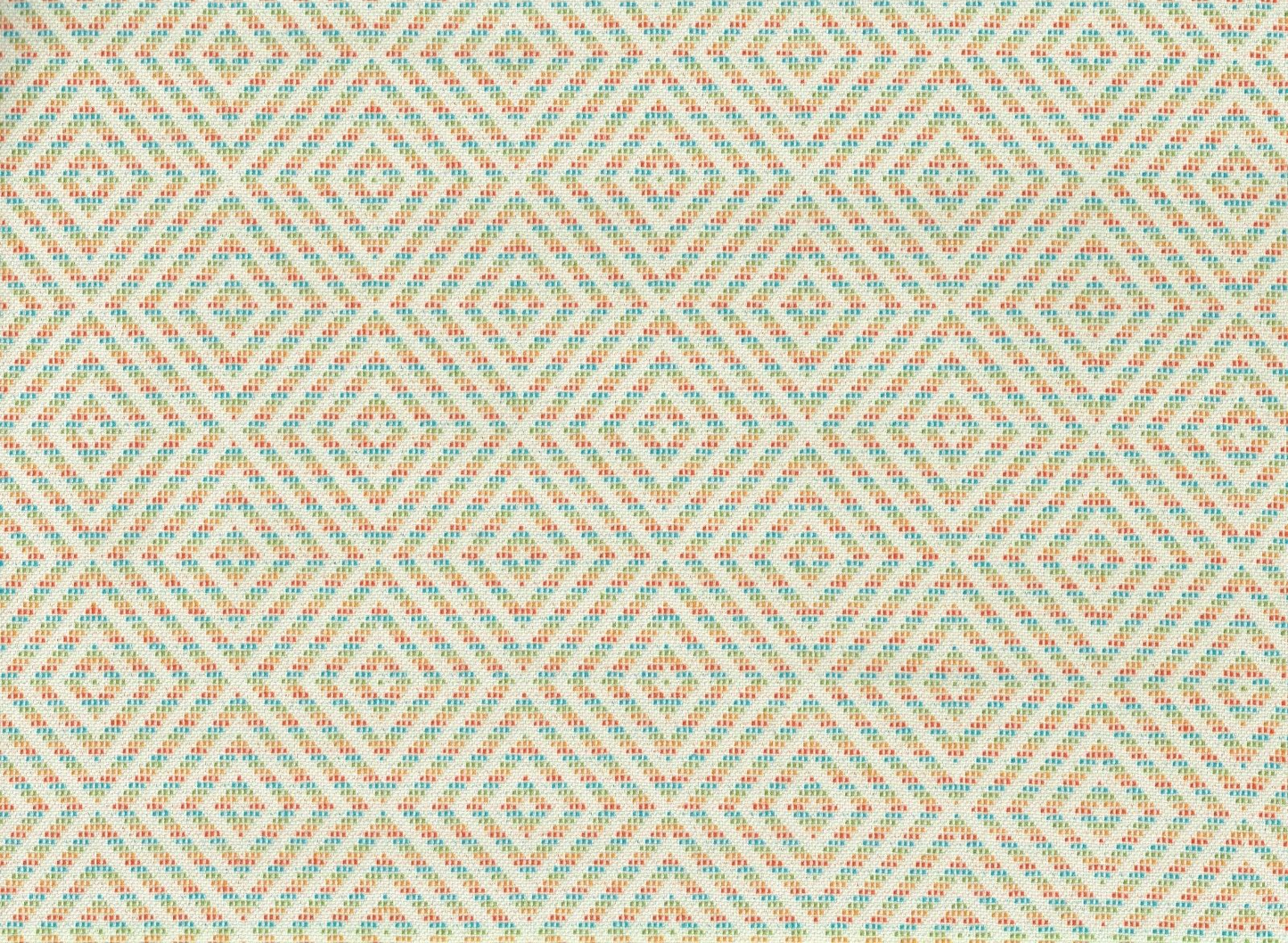 Designer Fabric Red Orange Green Gold Diamonds Poly Blend Drapery Upholstery