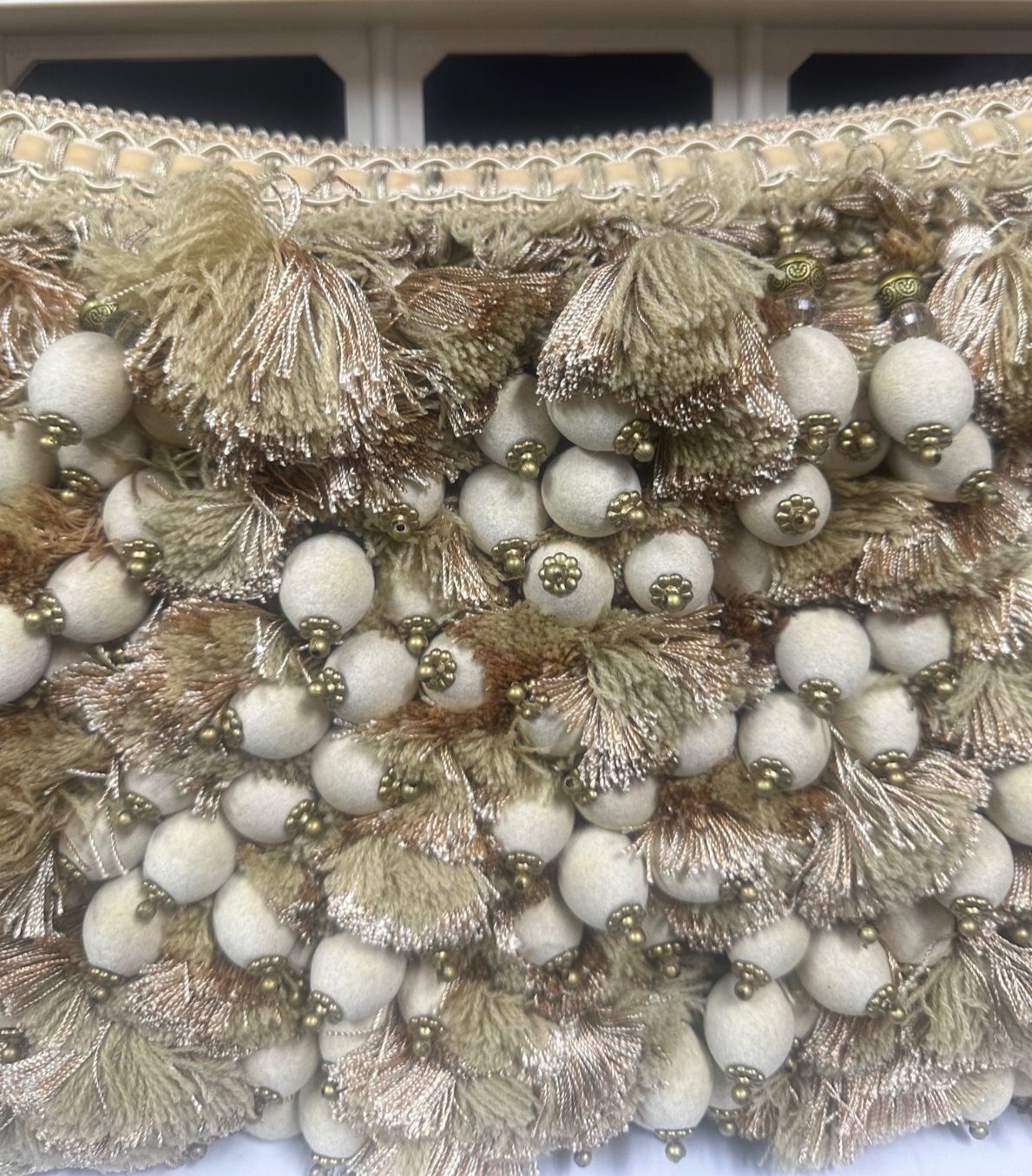 Classical Elements Trim Beige Balls Tassel Fringe 45377/FF2