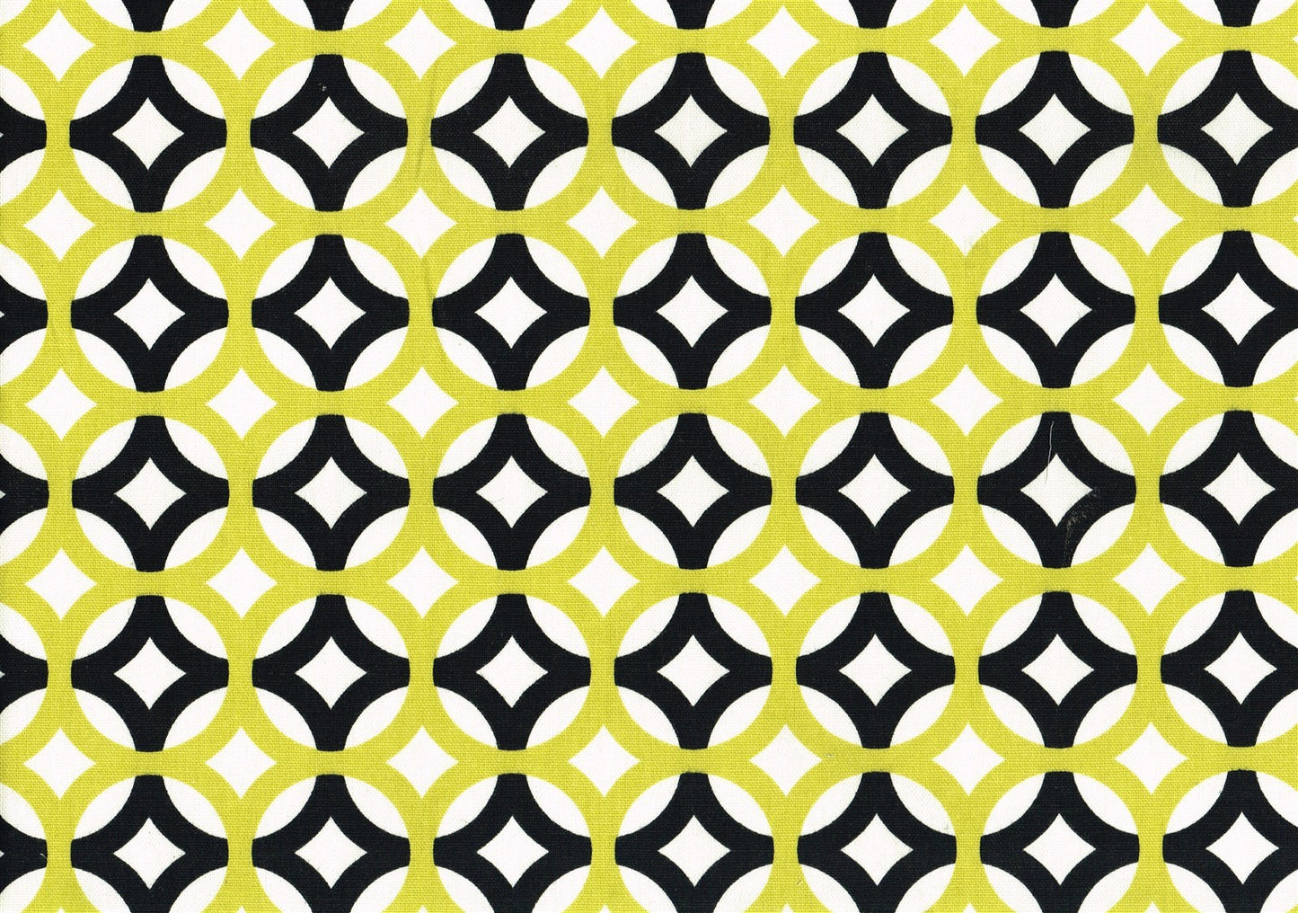 Designer Fabric Chartreuse Black Geometric Print Cotton Drapery Upholstery
