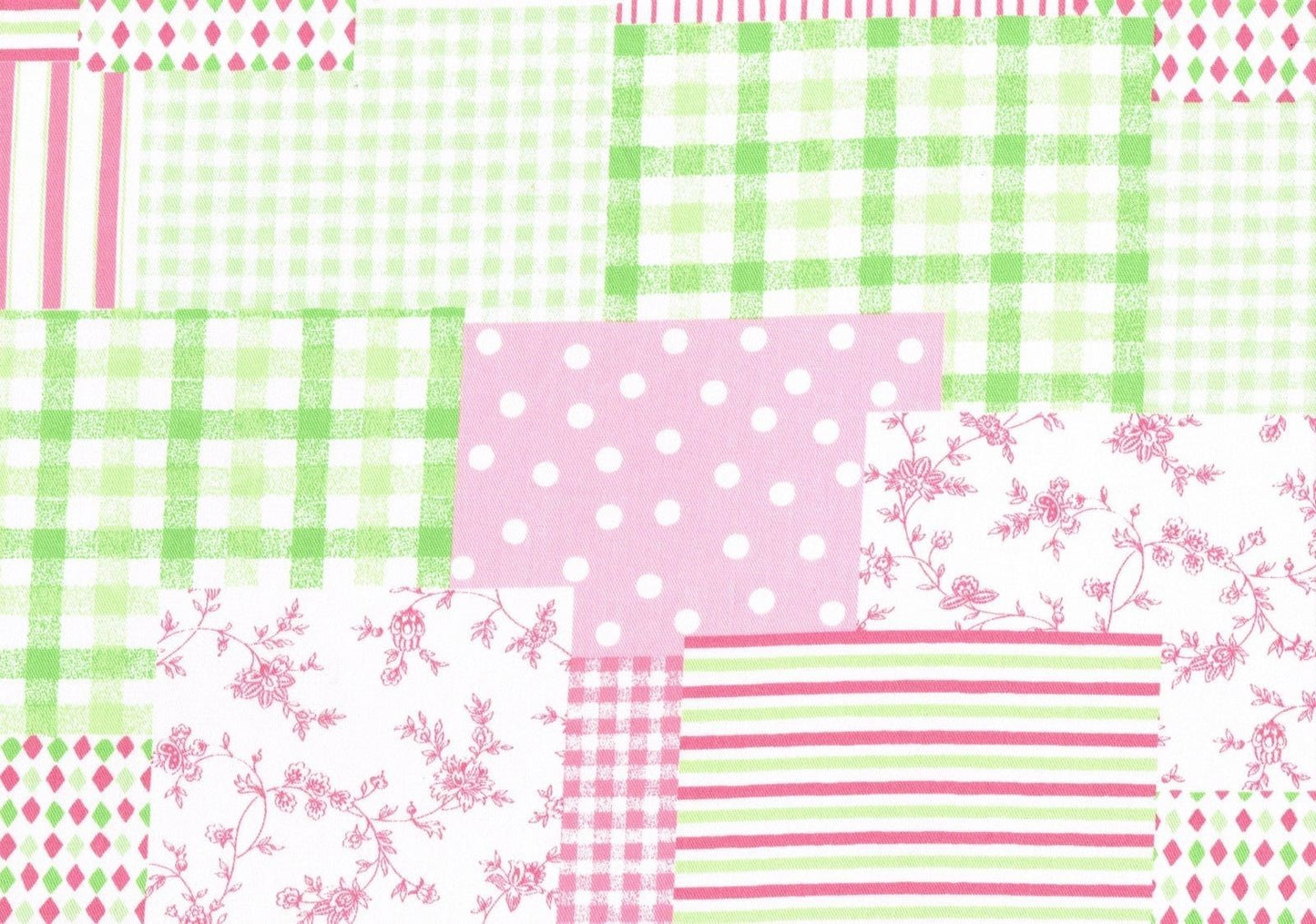 Custom Made Window Topper Pink White Green Corded Cotton Patchwork