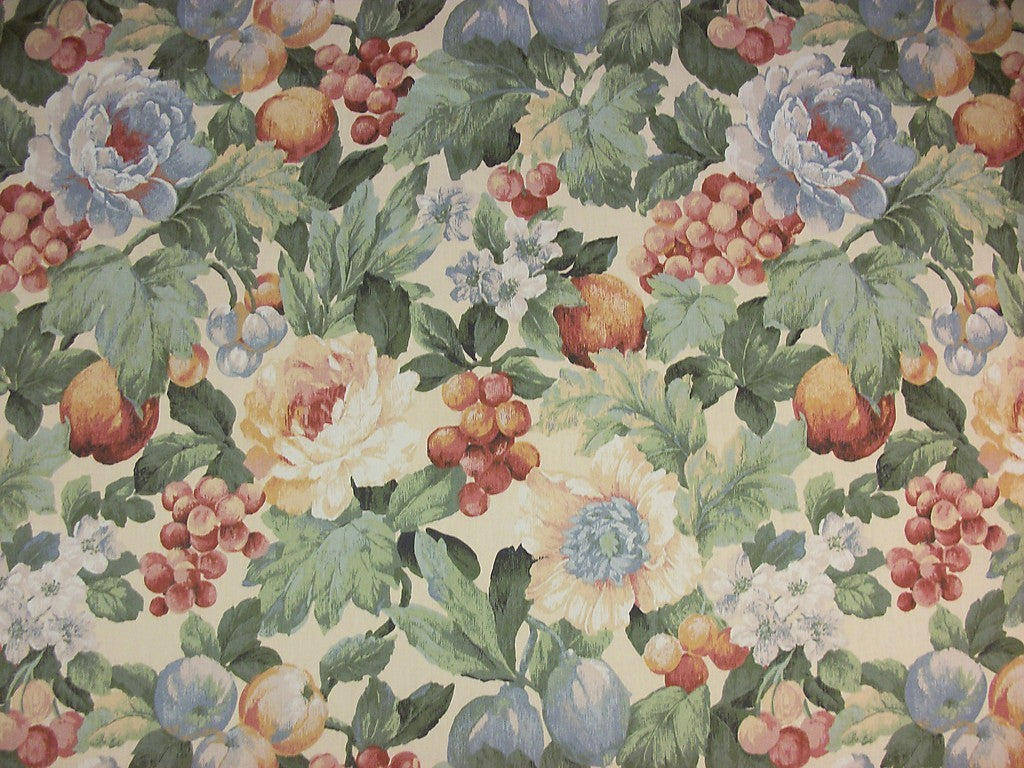 Robert Allen Fabric Englewood Peach Green Yellow Cotton Drapery Upholstery