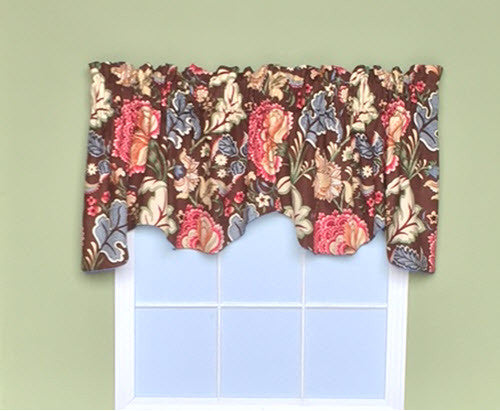 Custom Made Window Topper Brown Blue Red Green Cotton Corded Lined