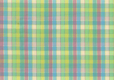 Designer Fabric Yellow Green Cream Blue Pink Checks Drapery Upholstery