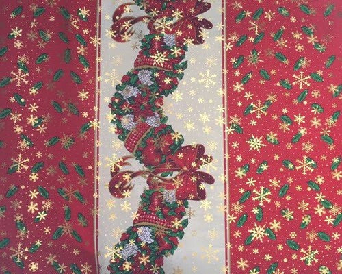 Designer Christmas Fabric Red Green White Polyester Drapery Runners Tablecovers