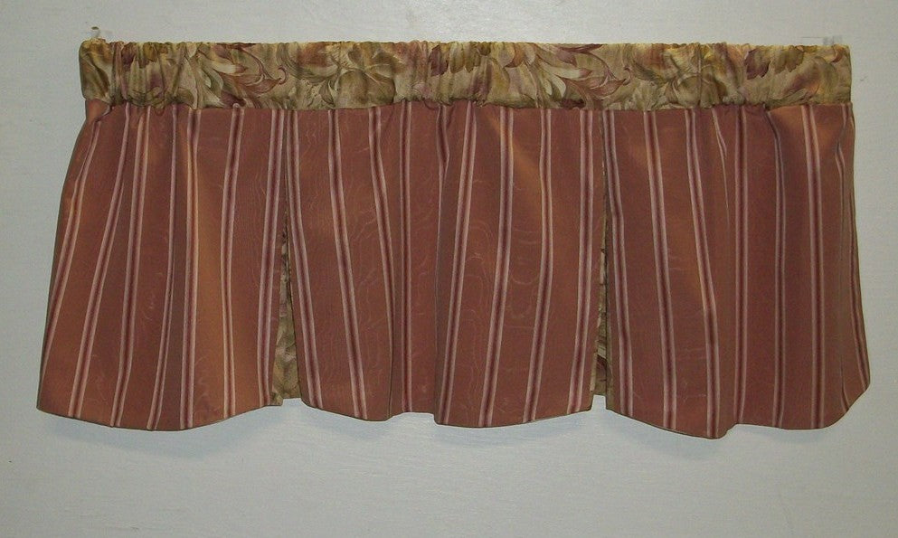 Tent Flap Valance Rose Moire Striped Rose Print Insert Toppers Curtains  