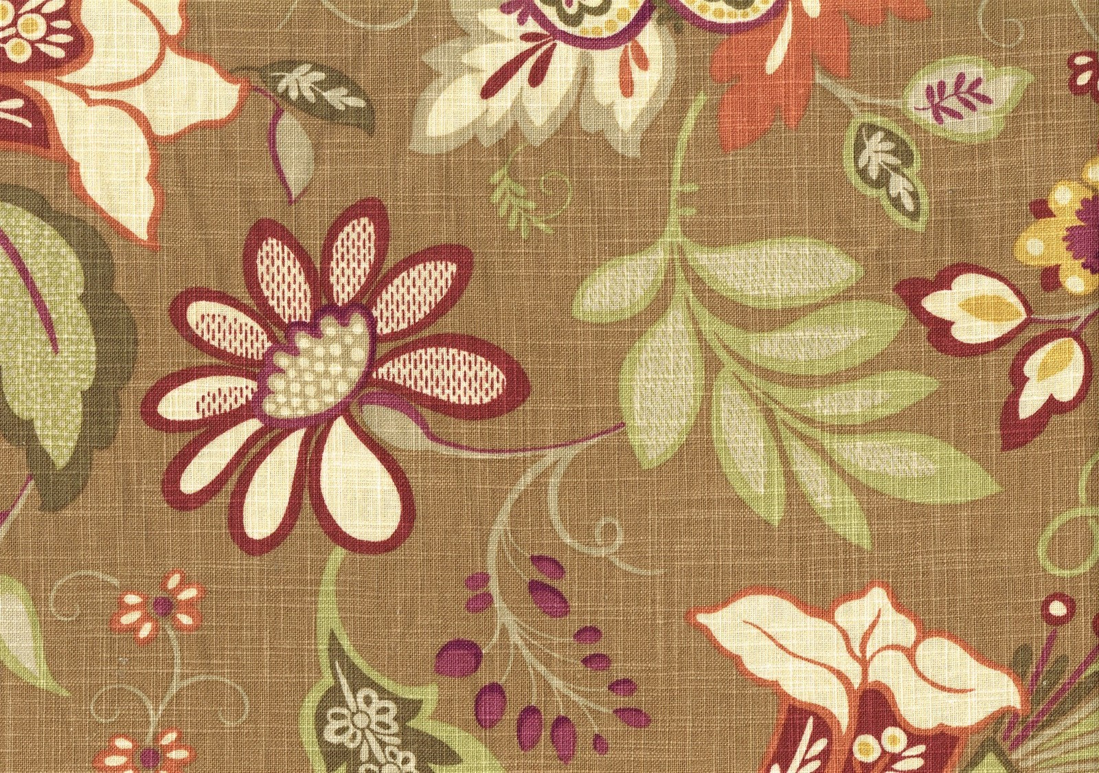 Microfibres Fabric Bennison Ginger Green Fuchsia Cream Gold  Drapery Upholstery 