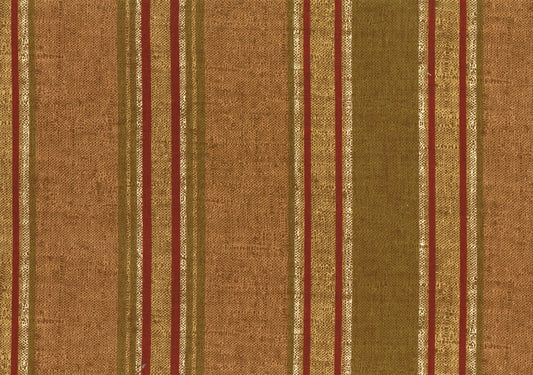 Interior Fabric Gold Burgundy Green Off White Stripe Cotton Drapery  Upholstery 