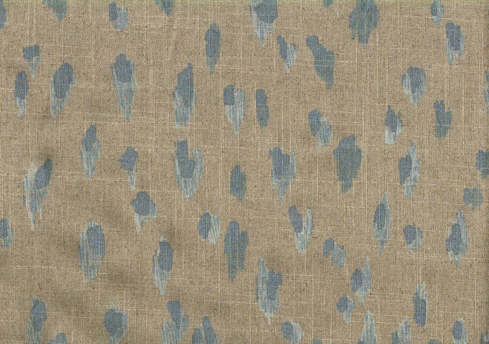 3.75 Yds Lacefield Fabric Asher Swedish Blue Linen Blend  Drapery Upholstery