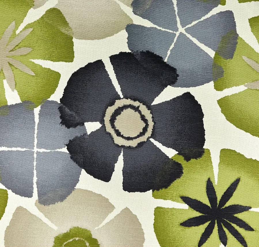 3.75 Yds Robert Allen Fabric Pure Petals Graystone Cotton Drapery Upholstery