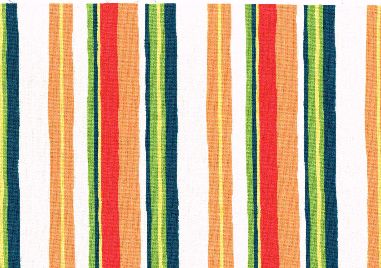 Braemore Fabric White Orange Red Green  Striped Cotton  Drapery Upholstery