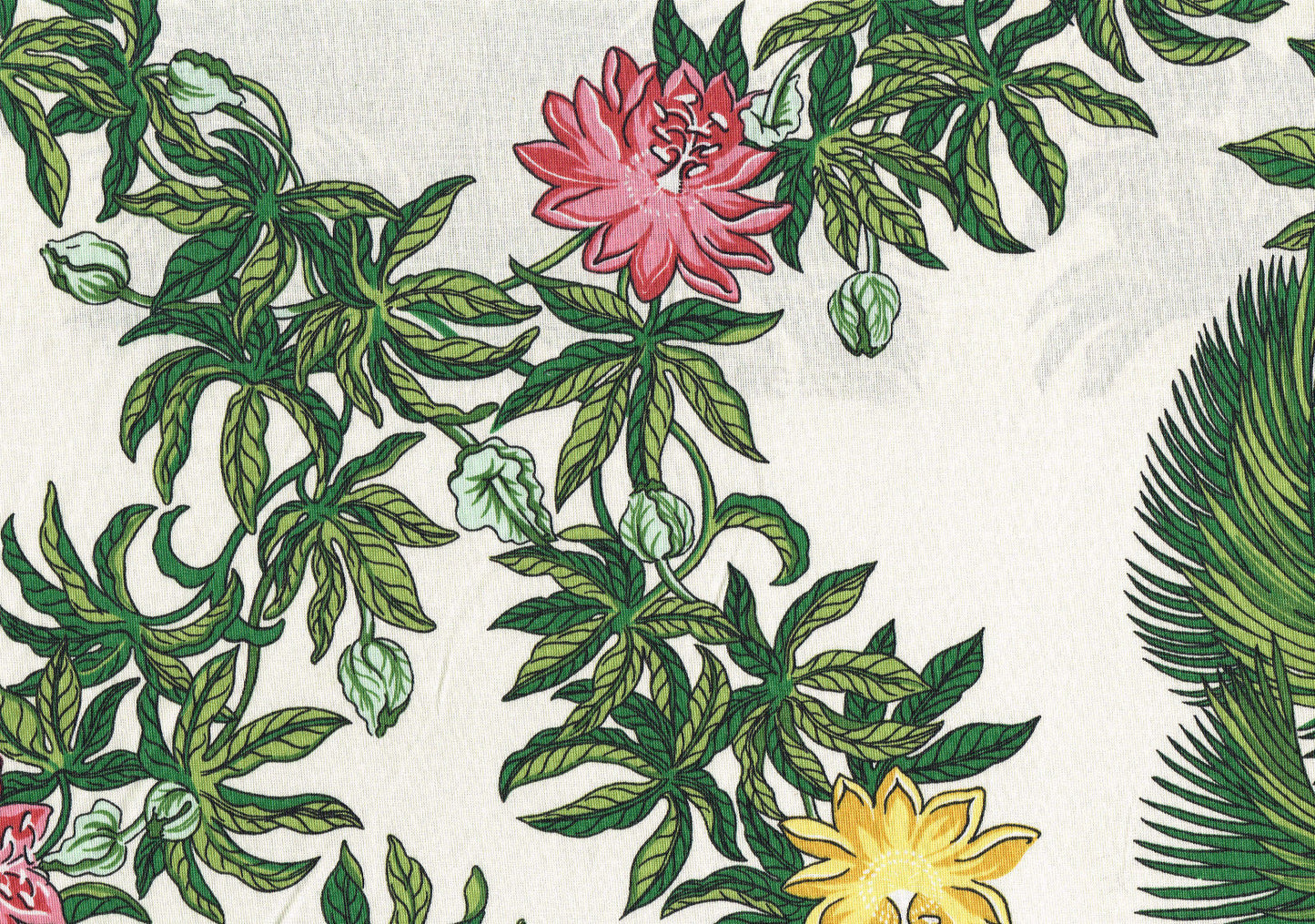 Altizer Fabric Caribbean Ecru Green Rose Cotton Drapery Upholstery  