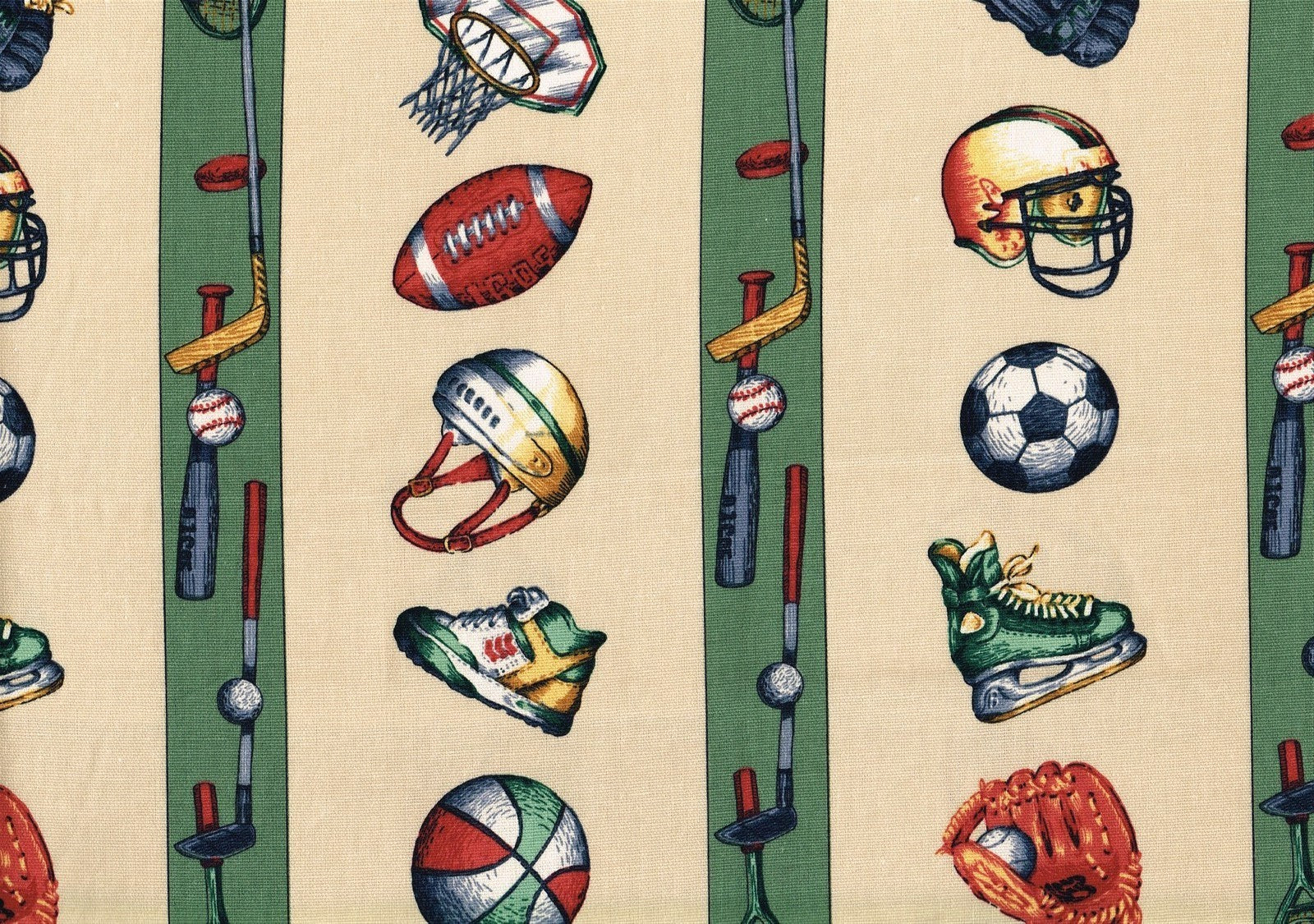 3 Yds  Bloomcraft Football Basketball Soccer Golf Striped  Drapery Upholstery