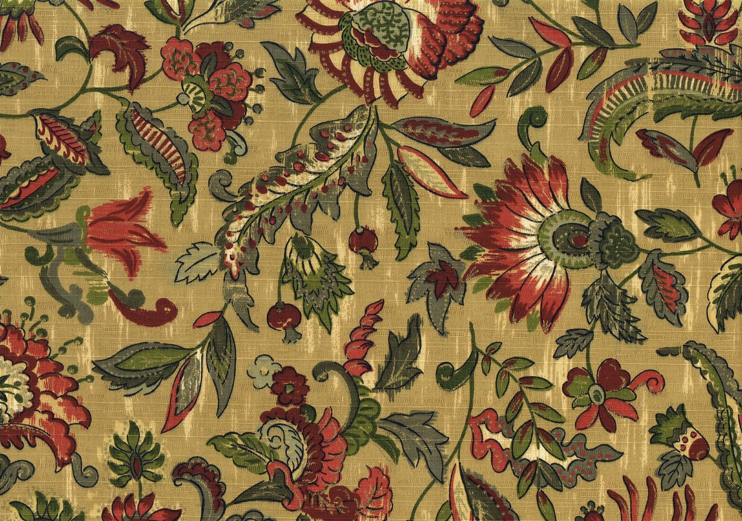 Braemore Textile Khaki Burgundy Green  Drapery Upholstery  