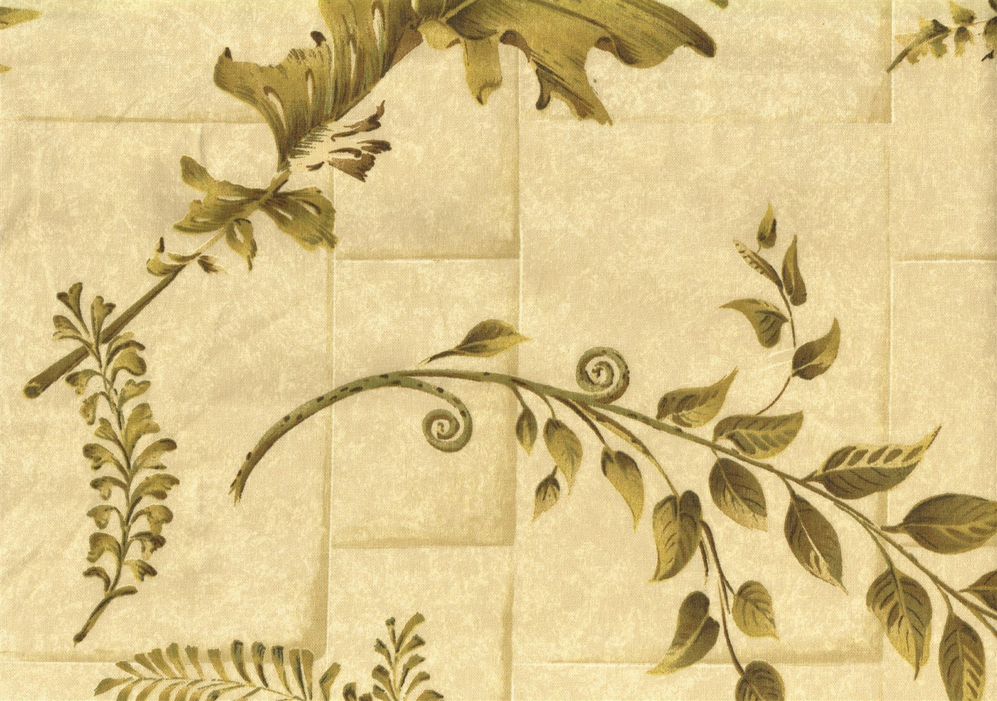 Braemore Fabric Beige Green Brown Tropical  Cotton Drapery Upholstery  