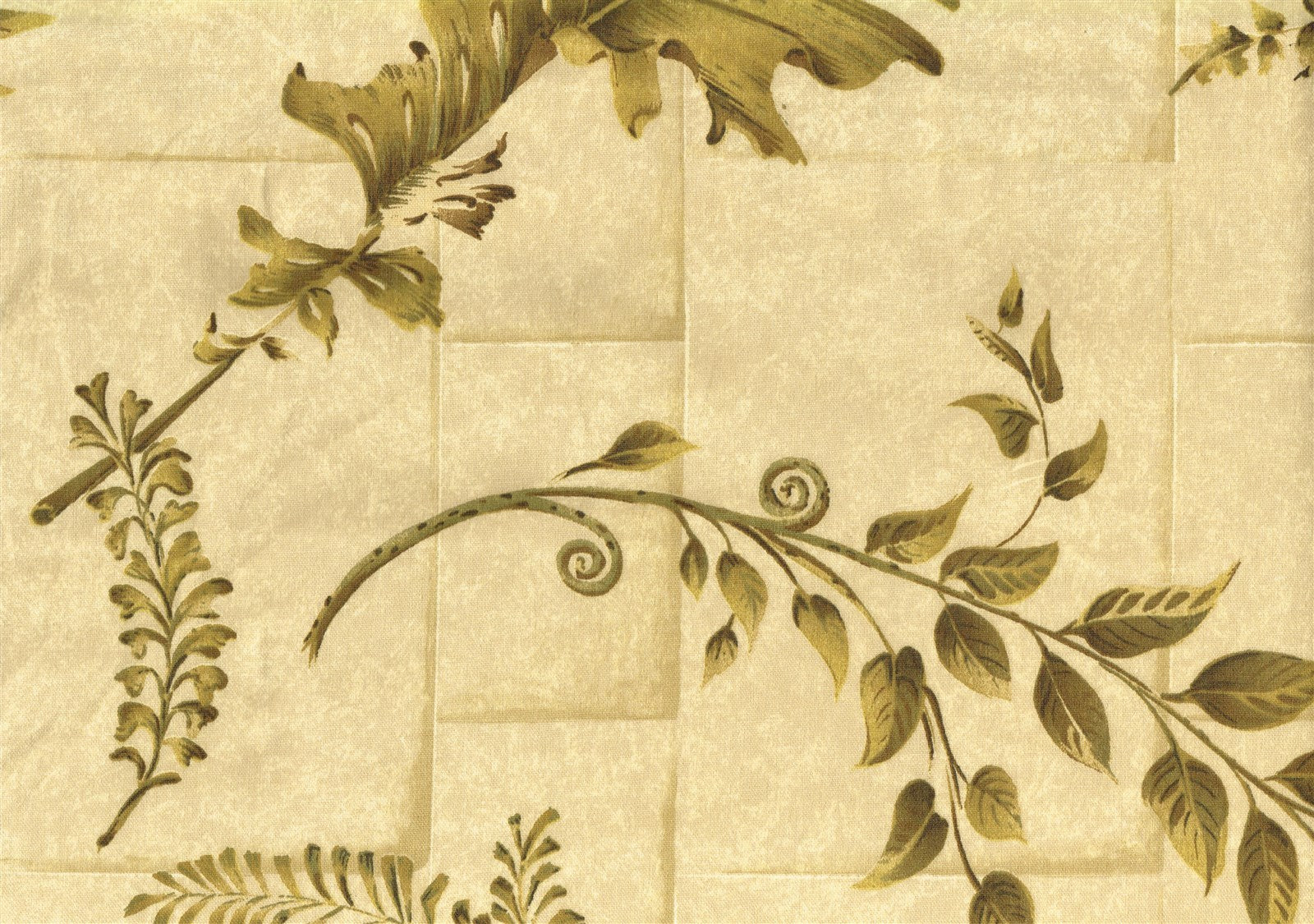 Braemore Fabric Beige Green Brown Tropical  Cotton Drapery Upholstery  