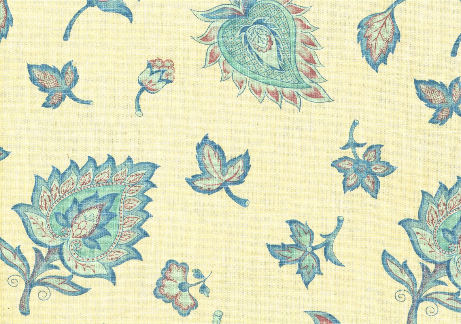 Dan River Fabrics Yellow Blue Cinnamon Green  Cotton  Drapery Upholstery  