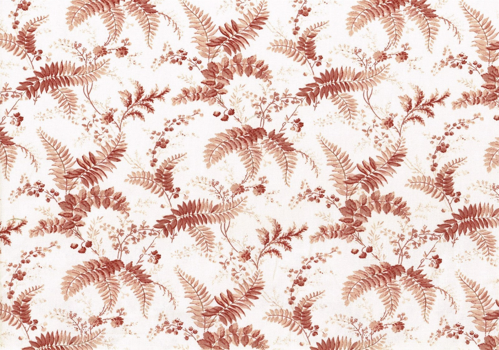Mill Creek Fabric White Red Leaves  Cotton Drapery Upholstery 