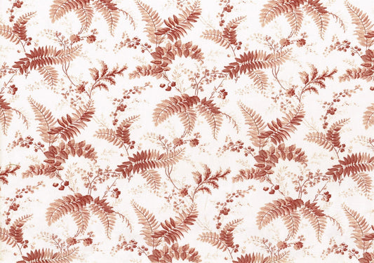 Mill Creek Fabric White Red Leaves  Cotton Drapery Upholstery 
