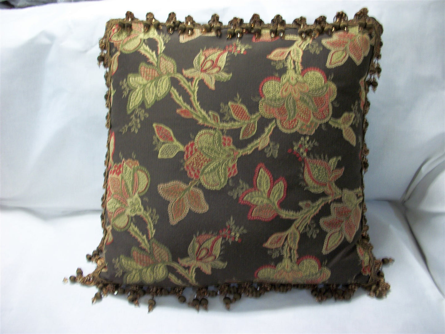 Hamilton Fabric Pair Decorator Flora Striped 22" Pillows With Trim 