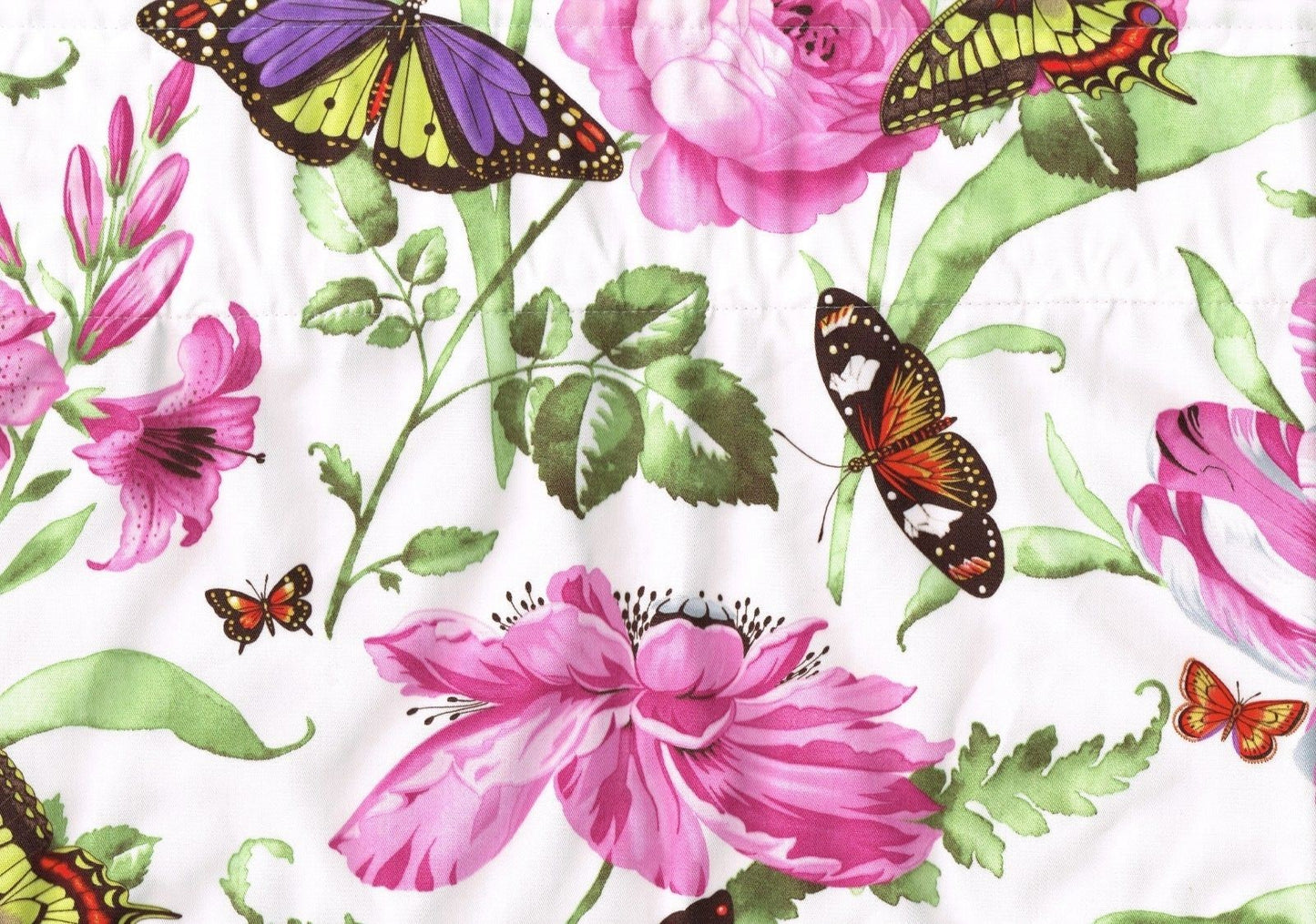 Custom Made  Window Topper White Rose Purple Green Lined Corded Cotton  Valance 