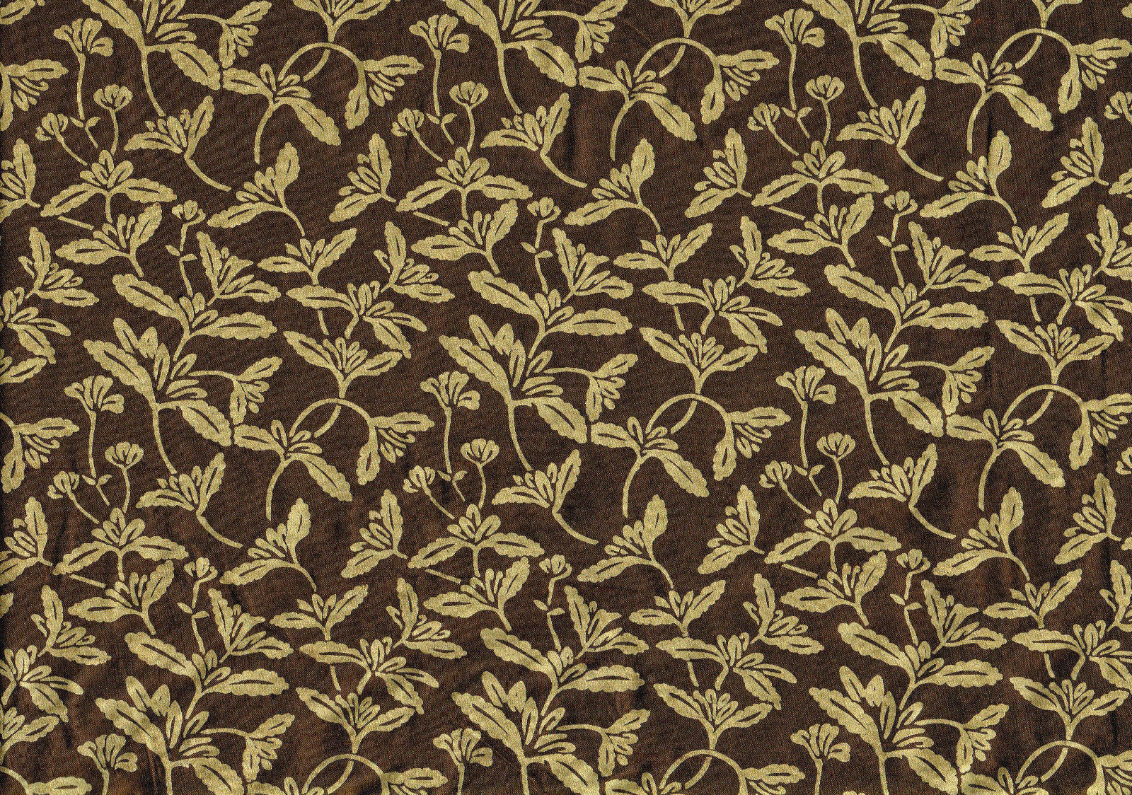  Avon Silk Fabric  100%  Silk Brown Gold  Drapery Upholstery Pos 1431 1