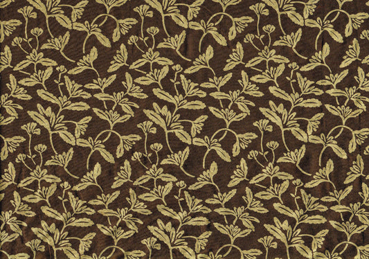  Avon Silk Fabric  100%  Silk Brown Gold  Drapery Upholstery Pos 1431 1