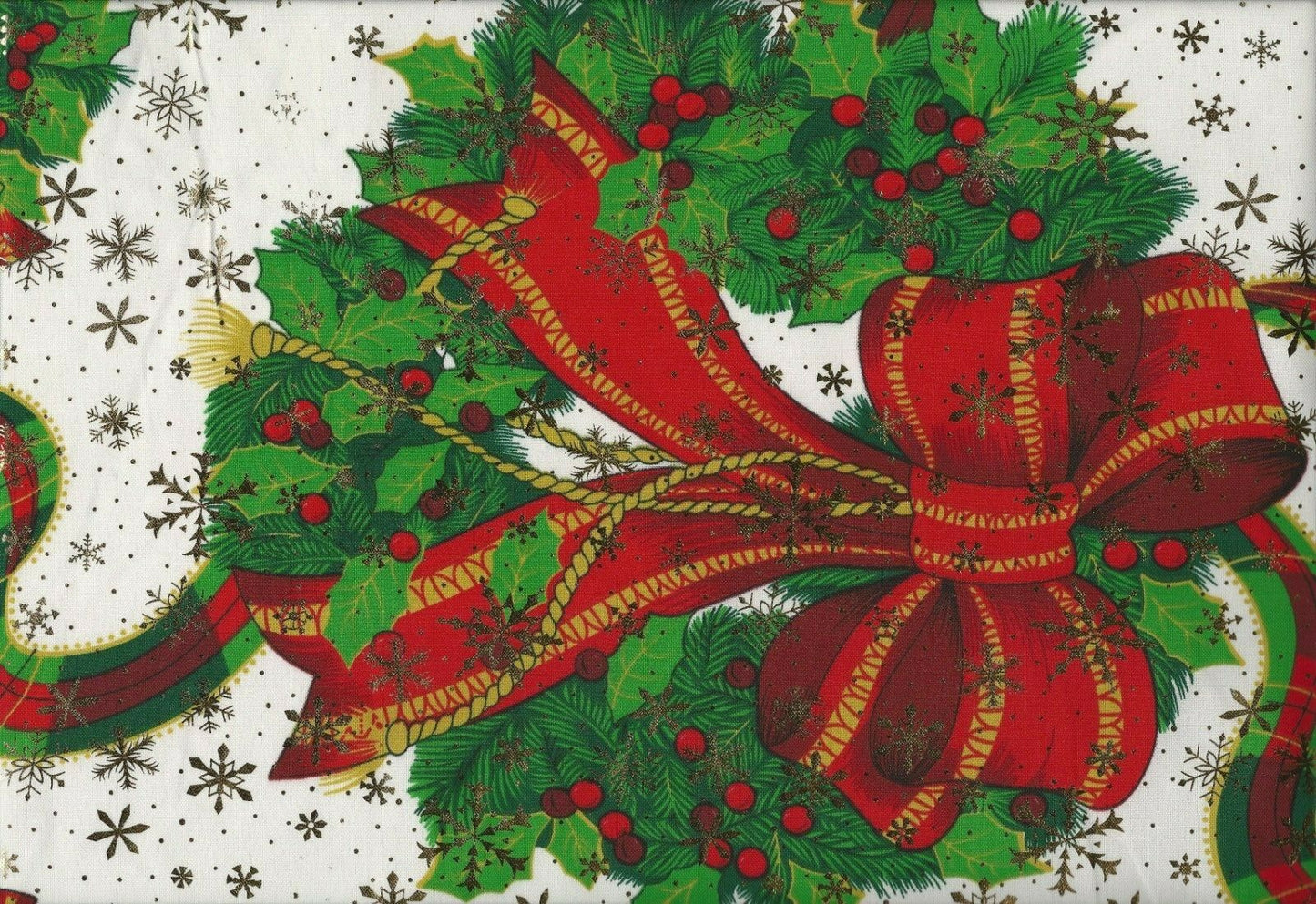 Designer Christmas Fabric Bows Red Green White Polyester  Runners Tablecovers