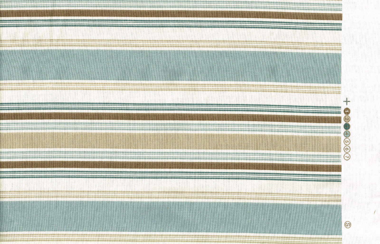 3 Yards Richloom Fabric Sawyer Stripe White Blue Brown Cotton Drapery Upholstery