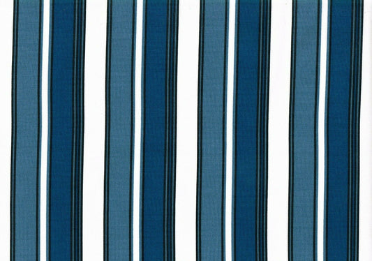 6 Yds  WHS Fabric Shades Of Blue White Stripe Indoor/Outdoor Drapery Uphl