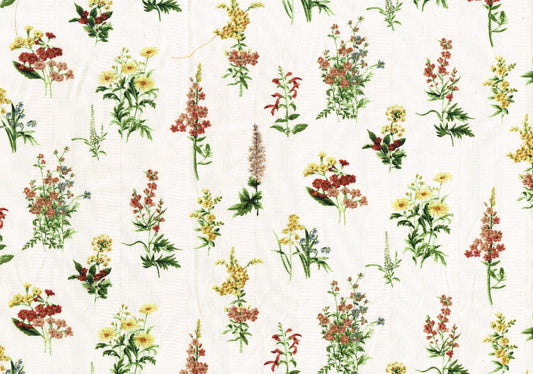 Mill Creek Fabric Floral Off White Yellow Green Drapery Upholstery