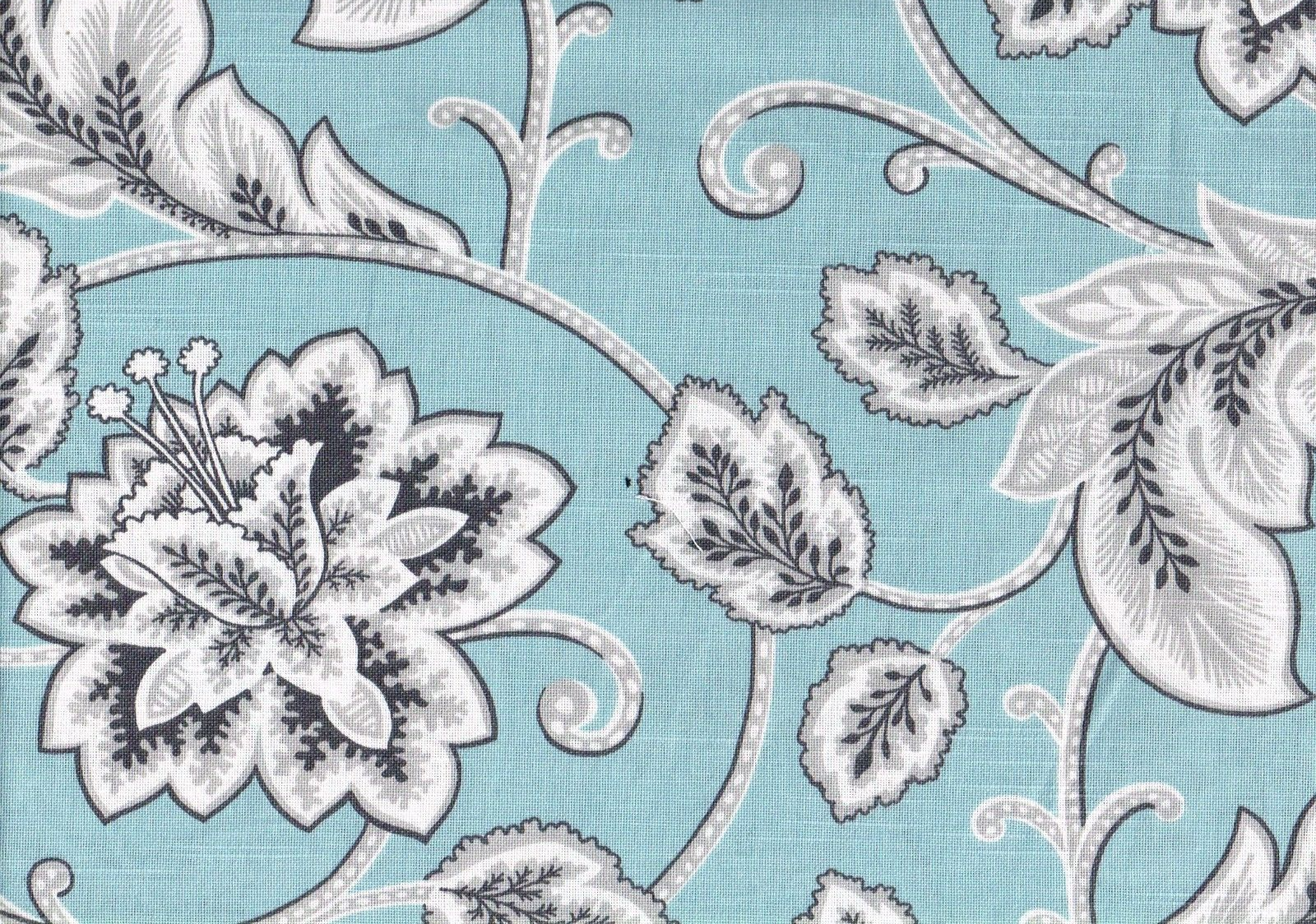Duralee Fabric McGivern  Seafoam  Black White Cotton  Drapery Upholstery