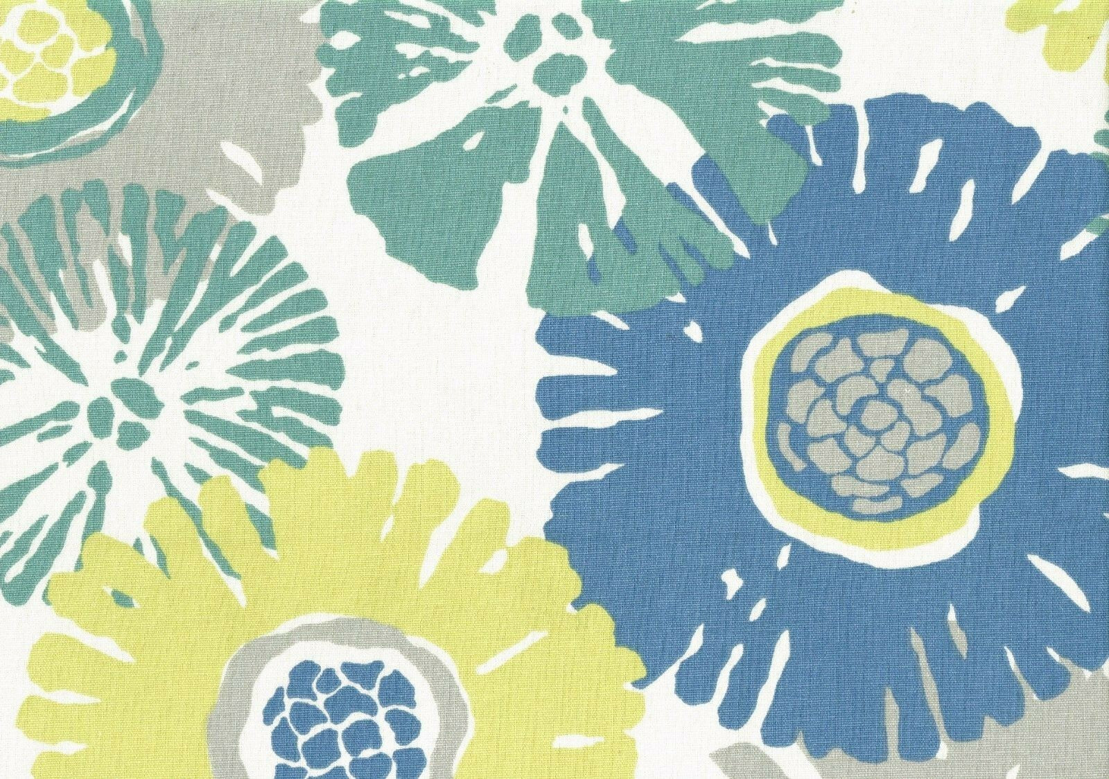 5 Yards  Magnolia Fabric Gold Blue Teal Blue Floral  Cotton  Drapery Upholstery