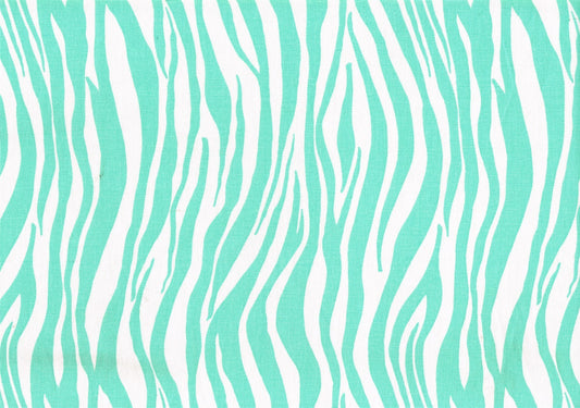 Designer Fabric Aqua White Geometric  Cotton  Print Drapery Upholstery 